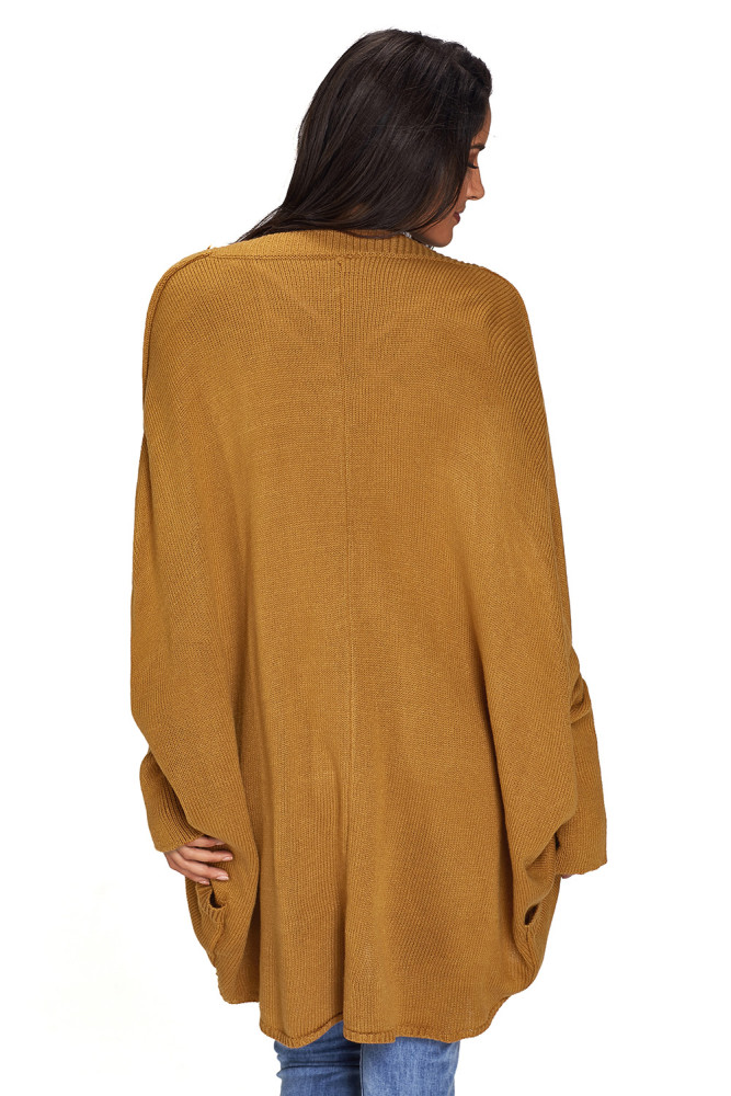 Mustard Dolman Sleeve Knit Cardigan with Pocket