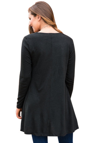 Black Swingy Layered Long Sleeve Tunic