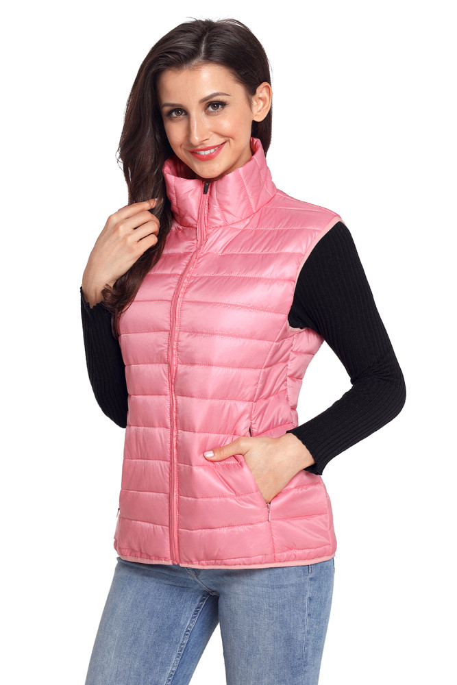 Pink Quilted Cotton Down Vest