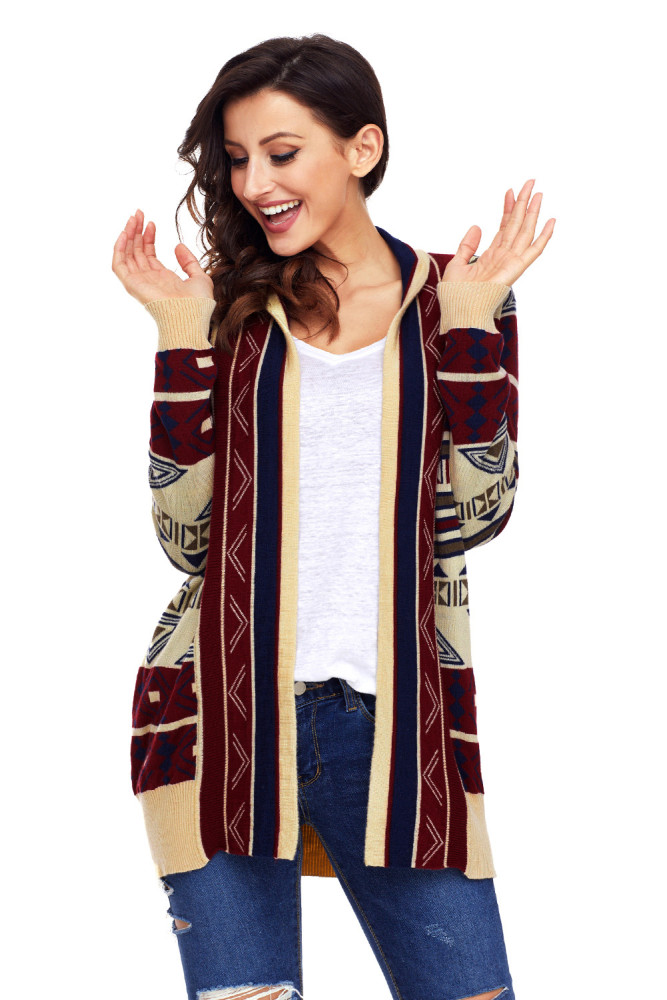 Khaki Aztec Print Cardigan