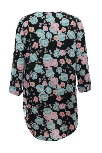 Light Blue Floral Kimono Cardigan Loose Cover up