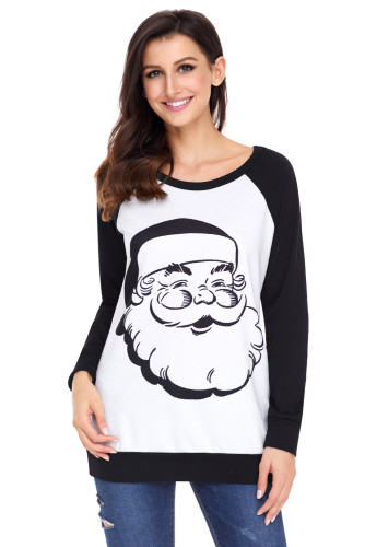 Smiling Santa Black Long Sleeve Christmas Shirt