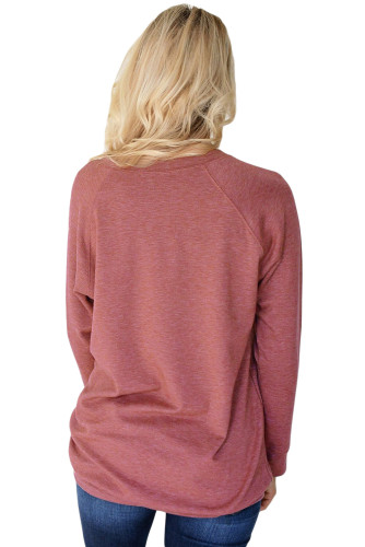 Red Contrast Stripes Pullover Sweatshirt
