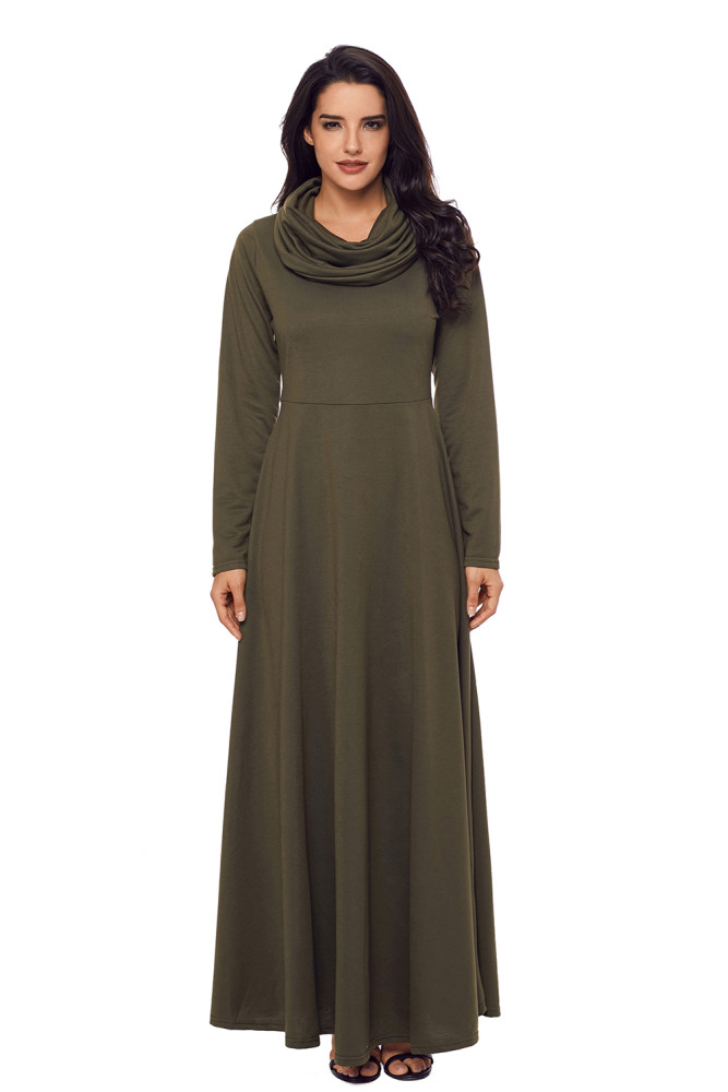Olive Cow Neck Long Sleeve Maxi Dress