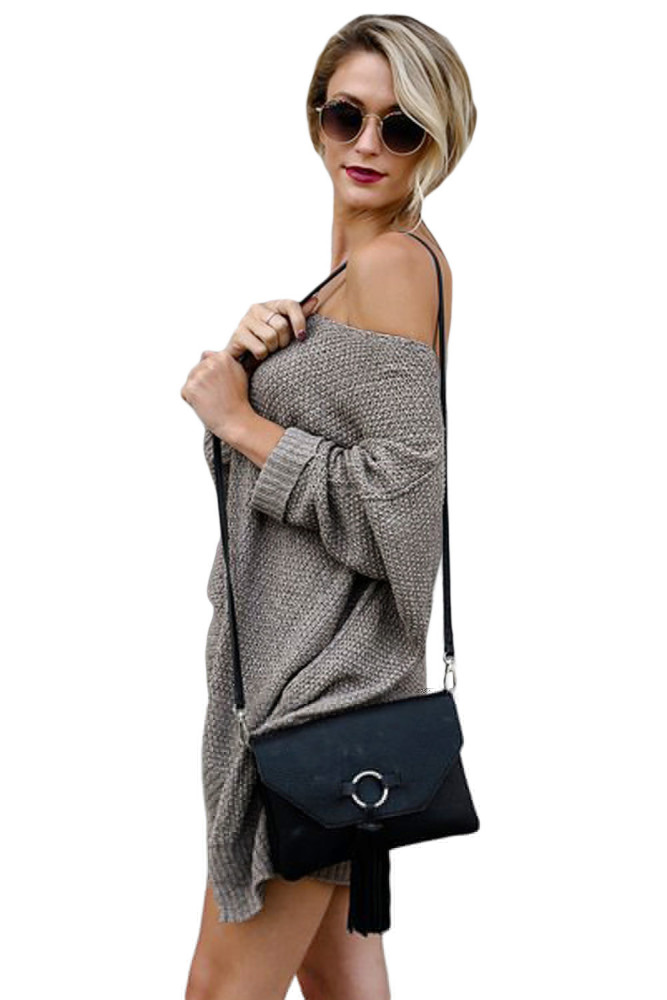 Coffee Oversized Knit High-low Slit Side Sweater