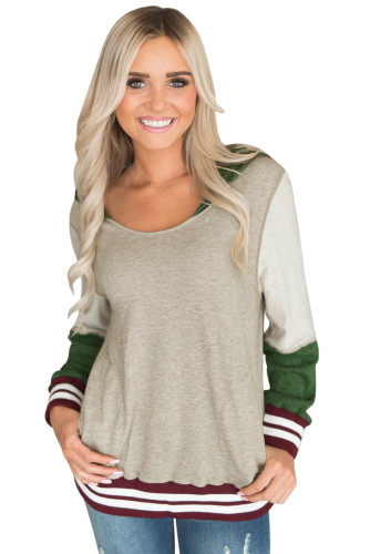 Varsity Striped Oatmeal Colorblock Hoodie