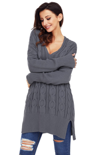 Gray Oversized Cozy up Knit Sweater