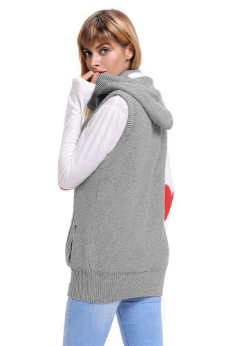 Grey Cable Knit Hooded Sweater Vest