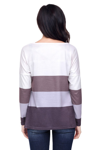 Coffee Tan Colorblock Pocket Pullover Tunic Top