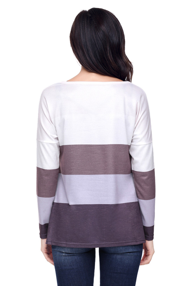 Coffee Tan Colorblock Pocket Pullover Tunic Top