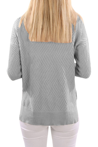 Grey Cowl Neck Side Split Sweater