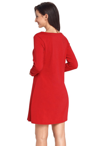 Geometric Snowflake Reindeer Red Christmas T-shirt Dress