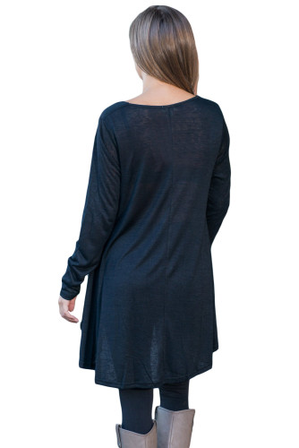 Black Swingy Lace Layered Long Sleeve Tunic