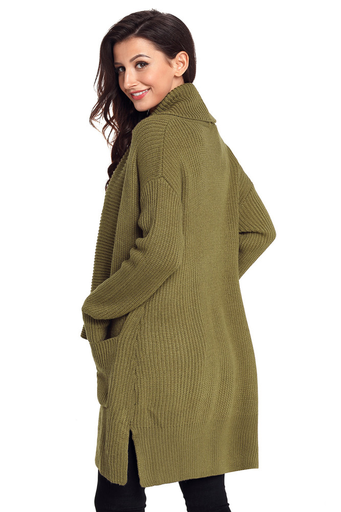 Army Green Comfy Cozy Pocketed Cardigan