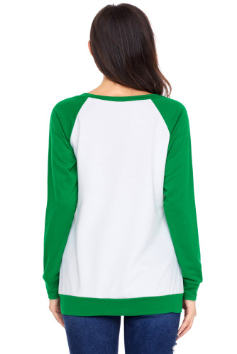 Reindeer and Birds Green Long Sleeve Christmas Shirt