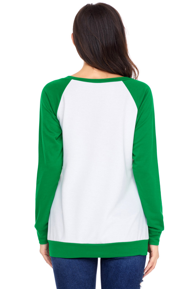 Reindeer and Birds Green Long Sleeve Christmas Shirt