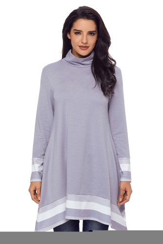 Stylish Varsity Striped Grey Long Sleeve Tunic Top