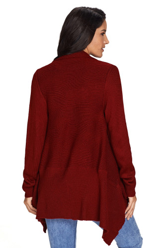 Wine Waterfall Long Sleeve Sweater Cardigan