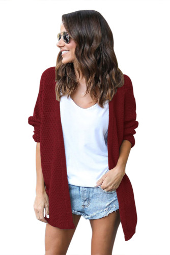 Wine Windy Morning Waffle Cardigan