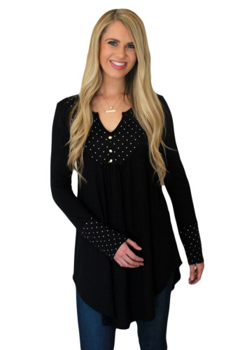 Black Polka Dot Peasant Tunic