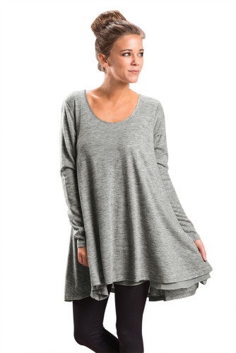 Grey Swingy Layered Long Sleeve Tunic