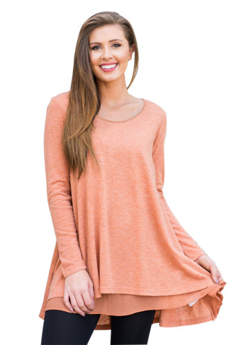 Orange Swingy Layered Long Sleeve Tunic
