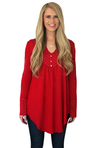 Red Polka Dot Peasant Tunic