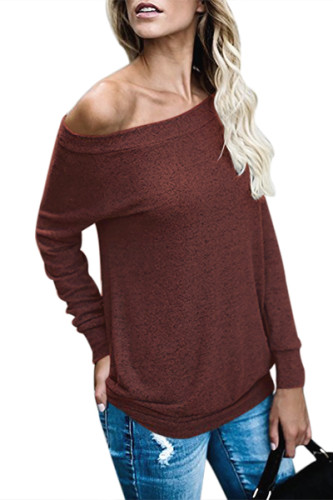 Wine Womens Off Shoulder Tunic Top
