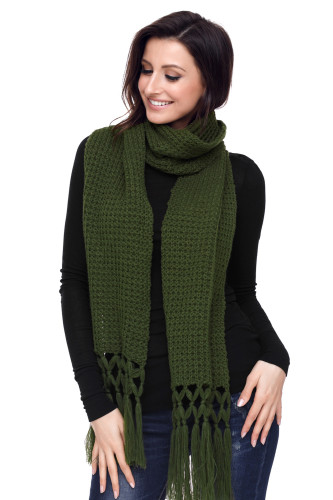Green Cozy Chunky Knit Tassel Scarf