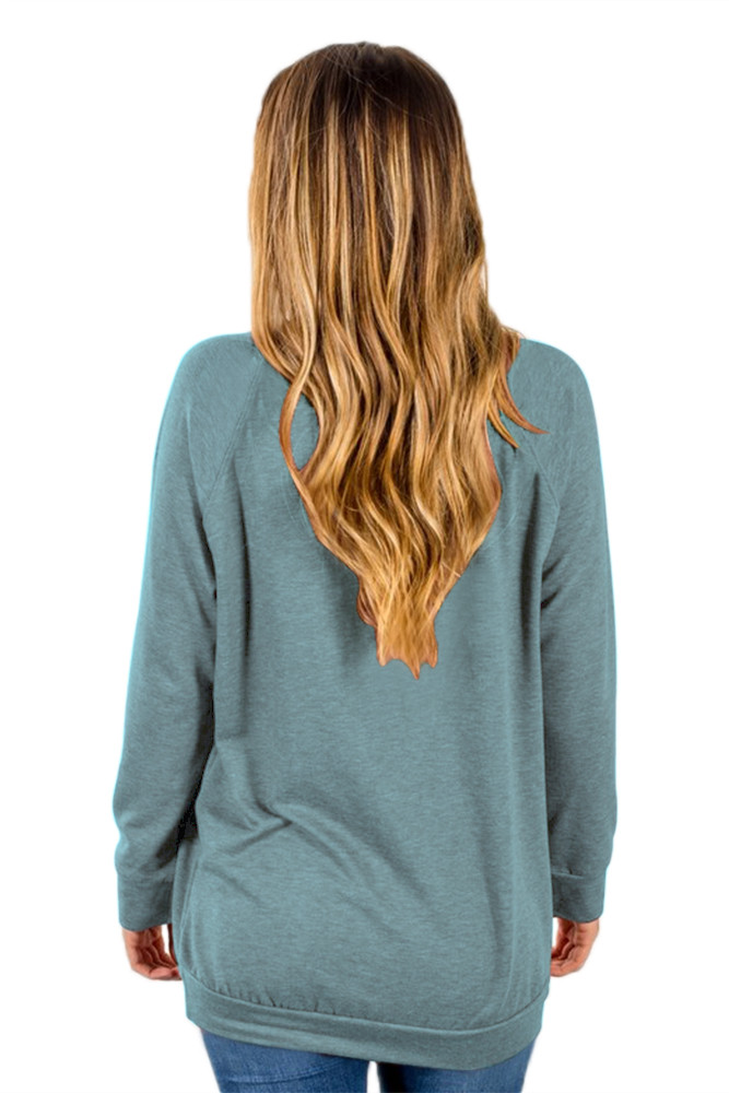 Green Contrast Stripes Pullover Sweatshirt