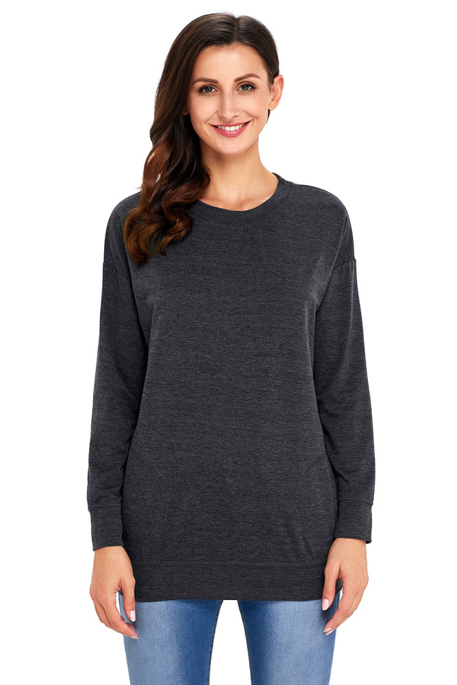 Black Casual Pocket Style Long Sleeve Sweatshirt