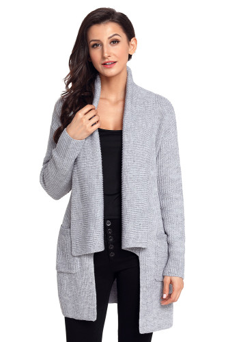 Gray Comfy Cozy Pocketed Cardigan