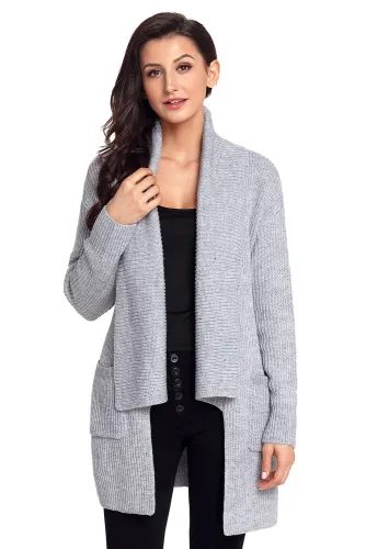 Gray Comfy Cozy Pocketed Cardigan