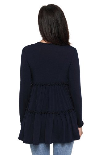 Navy Long Sleeve Layered Babydoll Tunic
