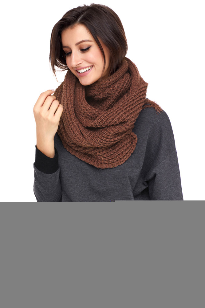 Brown Cozy Chunky Knit Tassel Scarf