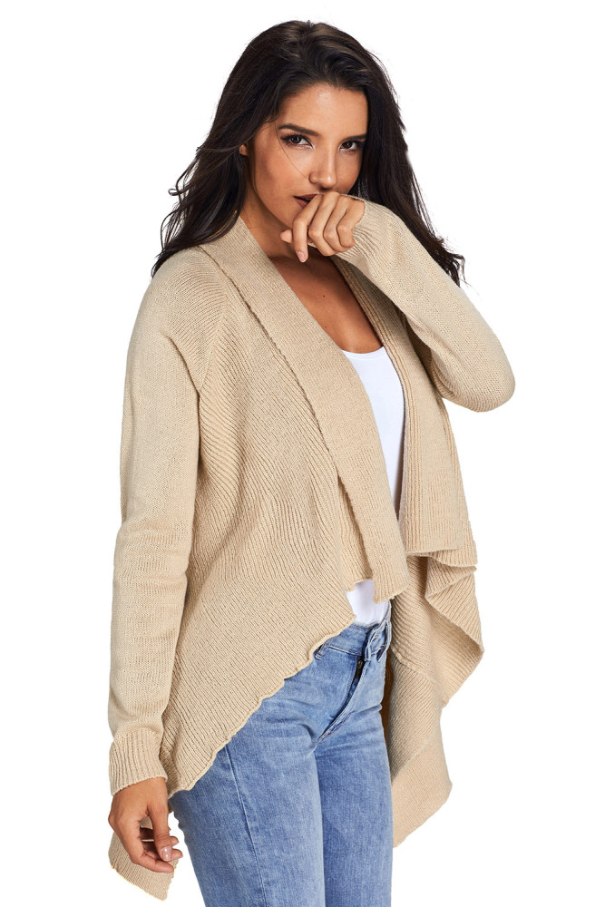 Apricot Waterfall Long Sleeve Sweater Cardigan
