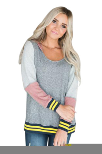 Varsity Striped Grey Colorblock Hoodie