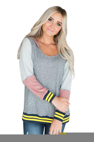 Varsity Striped Grey Colorblock Hoodie