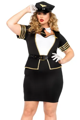 5 Pieces Plus Size Mile High Pilot Costume