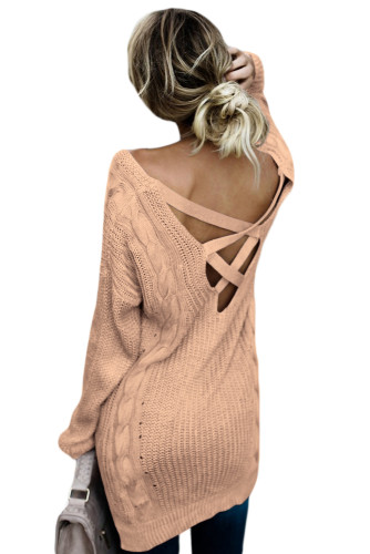 Khaki Modern Lady Cable Knit Sweater