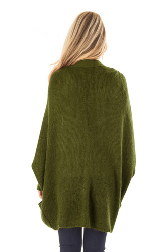 Army Green Dolman Sleeve Knit Cardigan with Pocket