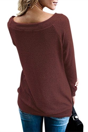 Wine Womens Off Shoulder Tunic Top