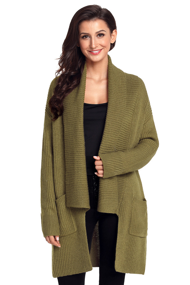 Army Green Comfy Cozy Pocketed Cardigan