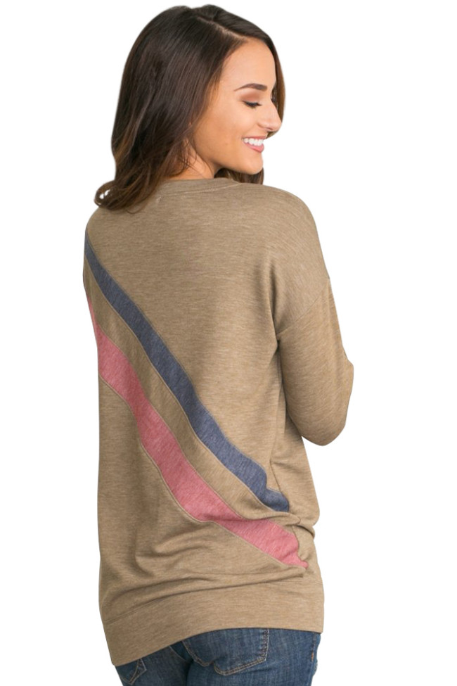 Khaki Rays Back Pullover Sweatshirt