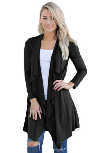 Black Faux Suede Open Cardigan