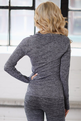 Gray Zip up Long Sleeve Gym Yoga Top