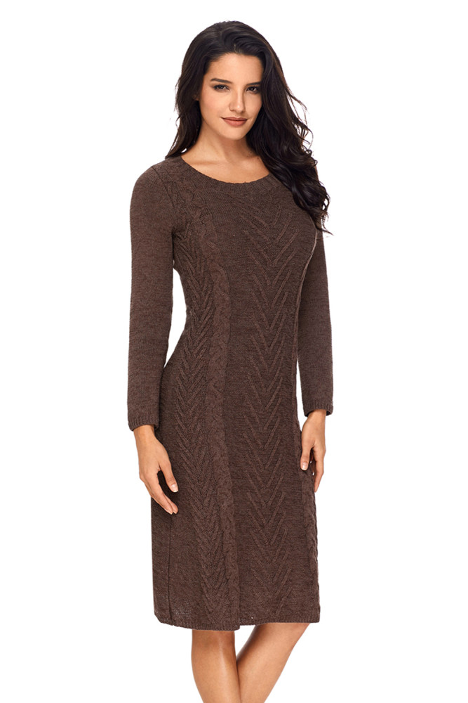 Coffee Womens Hand Knitted Sweater Dress
