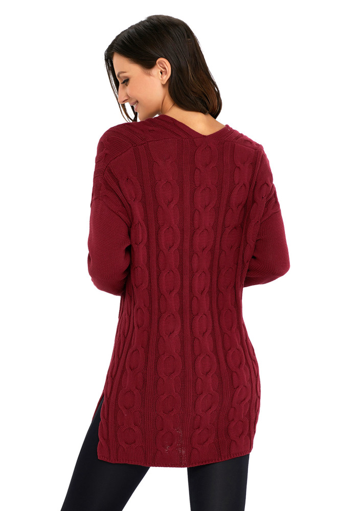 Wine Oversized Cozy up Knit Sweater