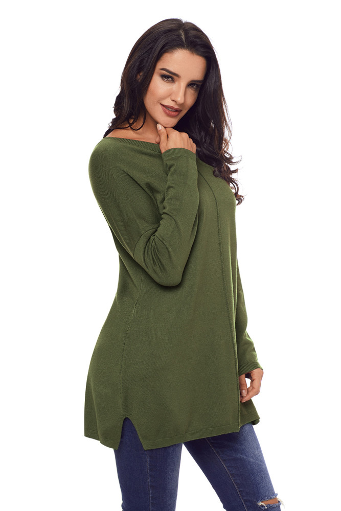 Army Green Soft V Neck Sweater