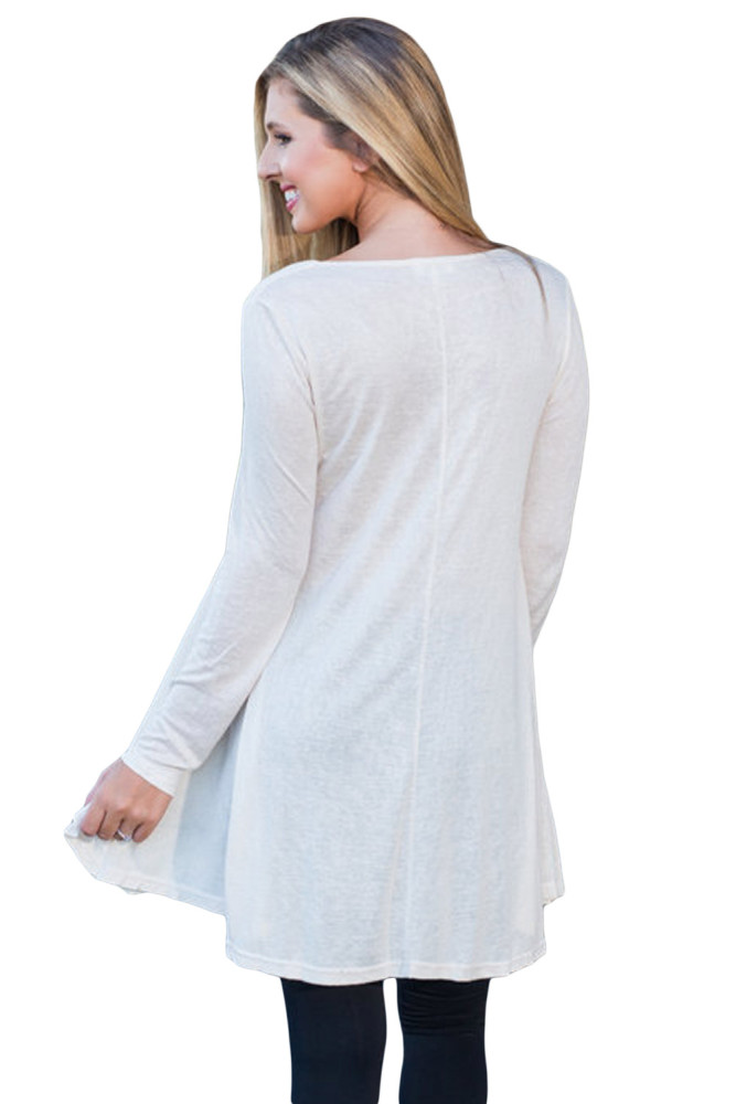 White Swingy Layered Long Sleeve Tunic